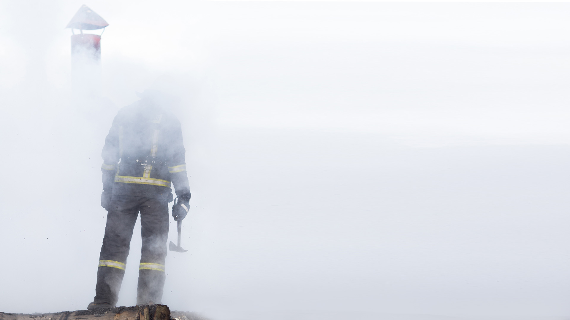 Firefighter with smoke