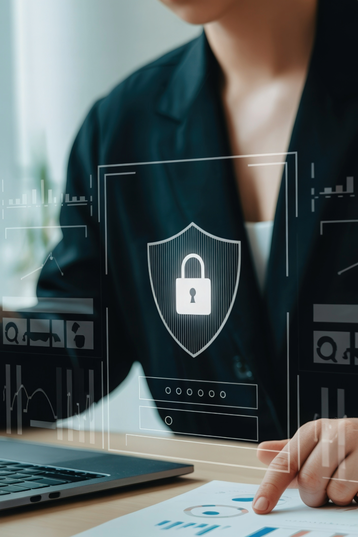 White shield and lock